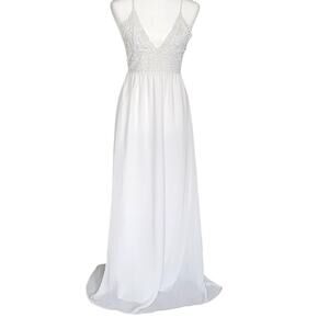 Shein Women Soft White Flowy Wedding/Formal/All White Party Dress Size S